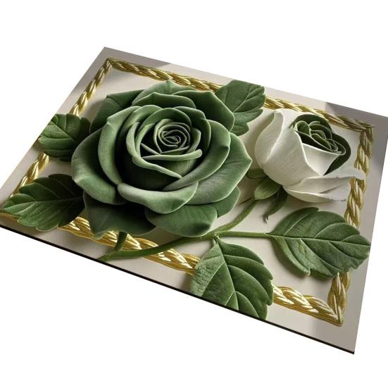 3D Vzor růže Koberec Diatomitový absorpční květinový podlahový rohož Protiskluzový koupelnový kobereček pro vstup Sprcha Kuchyň Prádelna