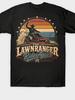 Unisex T-shirt Men's Vintage Lawn Mower Cowboy T-Shirt - Retro Lawnranger Mowing Graphic Tee, Loose Fit Round Neck