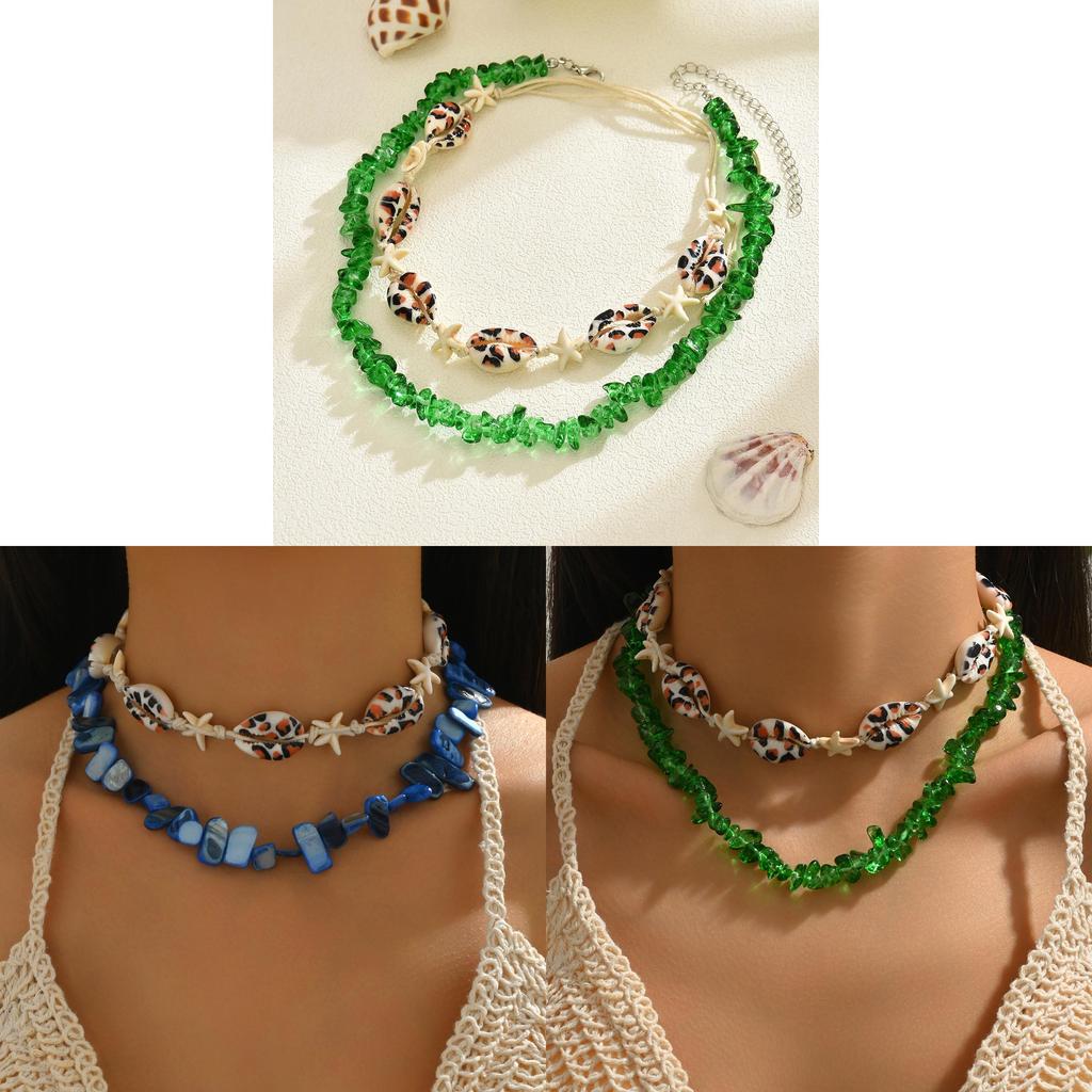 Handmade Shell Pendant Necklace With Multilayer Chain Natural Beach Jewelry For Women