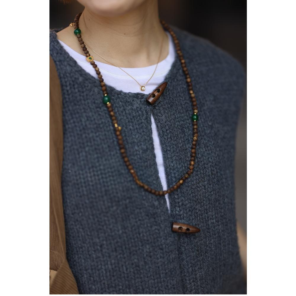 Dimanaf 2025 Autumn Women Sleeveless Buttons Vest Sweaters Style Solid Knitting Casual Loose Short Sweater