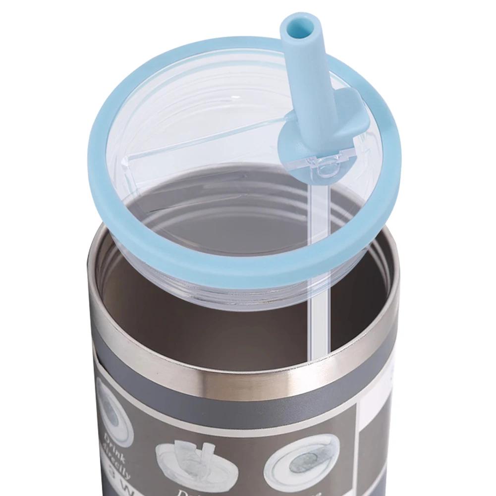 2Pcs Dustproof Tumbler Lids with Straw Spill Proof Tumbler Cover Replaceble Tumbler Flip Straw Lid for Stanley 30oz Cup