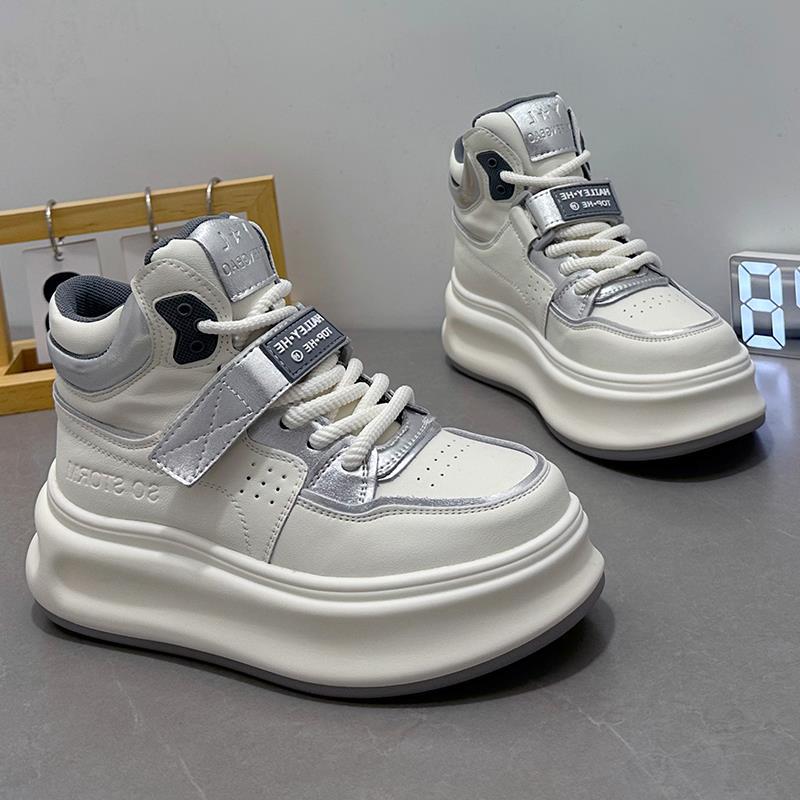 Fashion Casual Autumn and Winter Board Shoes Versatile Velvet Cotton Shoes European High-top Little White Shoes Women's Platform New Sports and