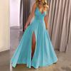 Summer 2025 Sleeveless V-Neck Backless Lace-Up Slit Maxi Dress for Women