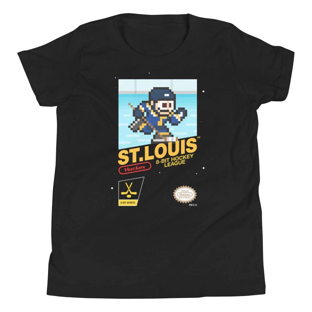 St. Louis Blues Hockey Team Jersey 8-bit Nintendo Youth Kid Child T-Shirt 2XL