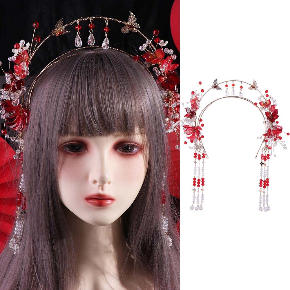 Luxury Bride Tiaras Tassel Wedding Hairband Retro Bride Headdress  Hair Accessories