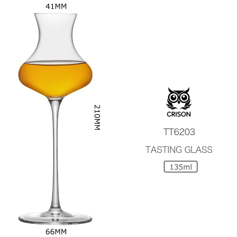 Grappa Wine Glasses, 135ml Capacity, Set of 2, Lead-Free Crystal Glass, Thin