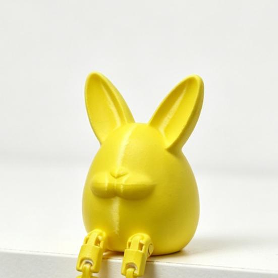 Easter Egg Bunny Figurine, 3D Printed Poseable Rabbit Statue with Movable Legs, Cute Desktop Ornament for Home, Office
