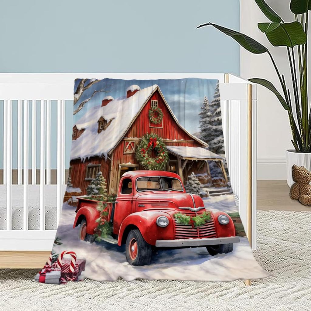 Decorative Large Throw Blanket Green Santa Claus Blanket Xmas Holiday Blanket for Couch Sofa Bed Soft Cozy Lightweight Fuzzy