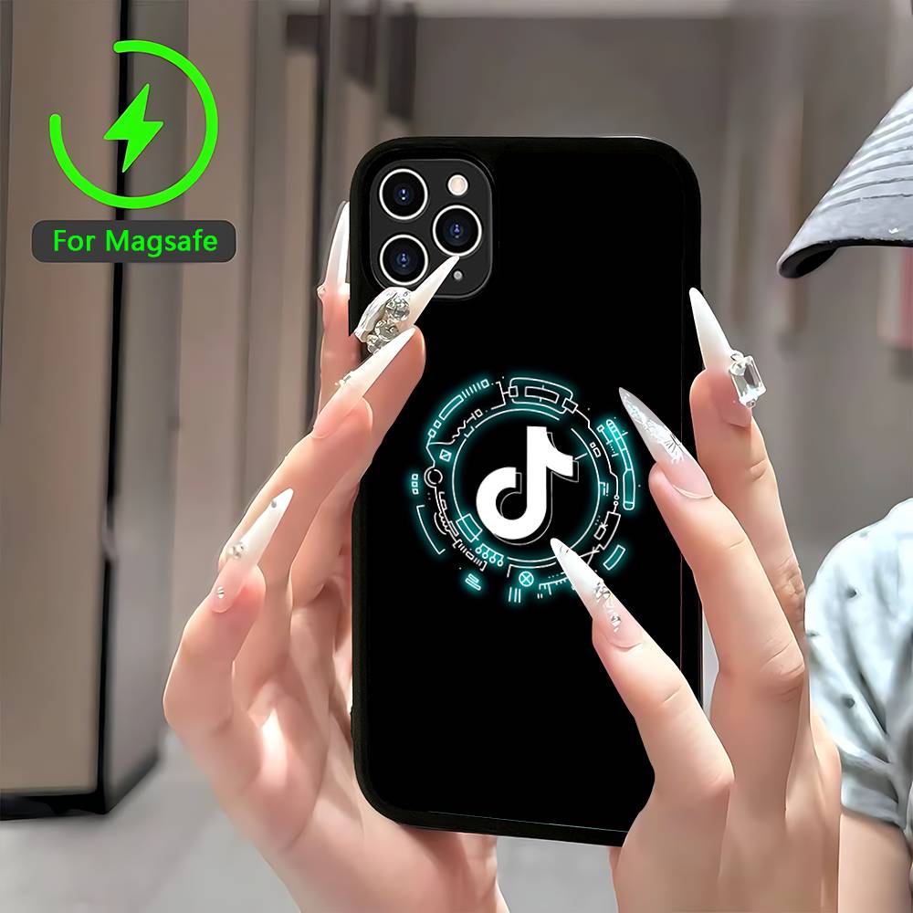 

T-TikTok Logo Phone Case For IPhone 17 16 15 14 13 12 11 Pro Max For Magsafe Wireless Charger Cover iPhone 17 Pro