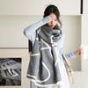 New blended wool scarf women's autumn and winter double-sided letter jacquard shawl high-end versatile thickened scarf shawl