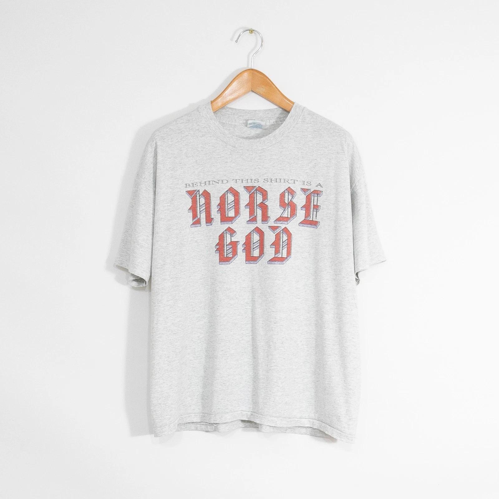 Vintage 90s Norse God Odin T Shirt Mens XL   Nordic Mythology Drawing Art Funny S