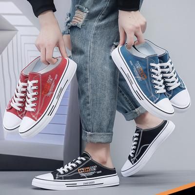 Casual Shoes Half Slippers Wrapped Toe Slippers Trending Low-top Canvas Shoes Men's Casual Cool Fashion Street Style Shoes Hip Hop Sneakers for Teens