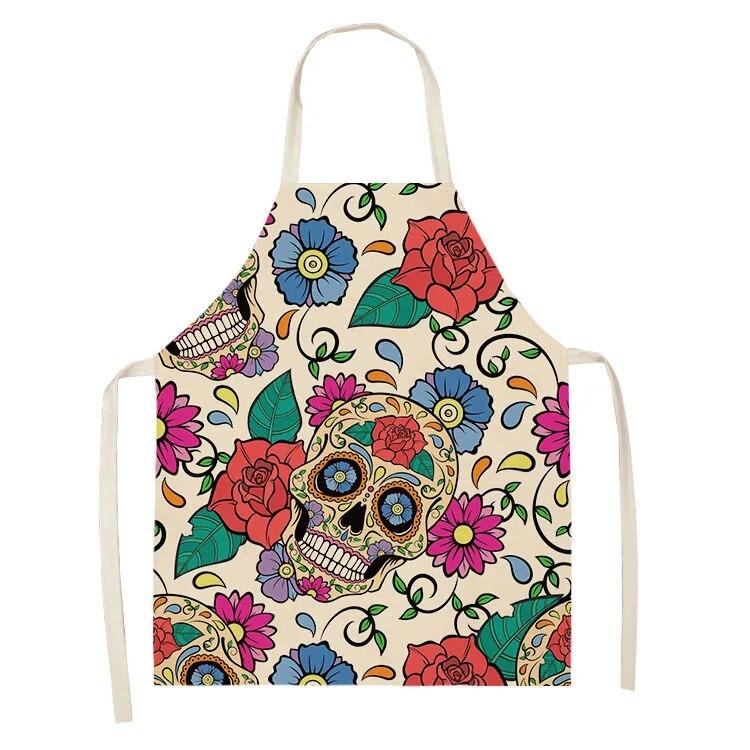 Bytové dekoraceKuchyněPečící doplňkyKuchyňská zástěraDoplňky do kuchyňského nádobí s motivem lebkyZástěry série Flower Skull