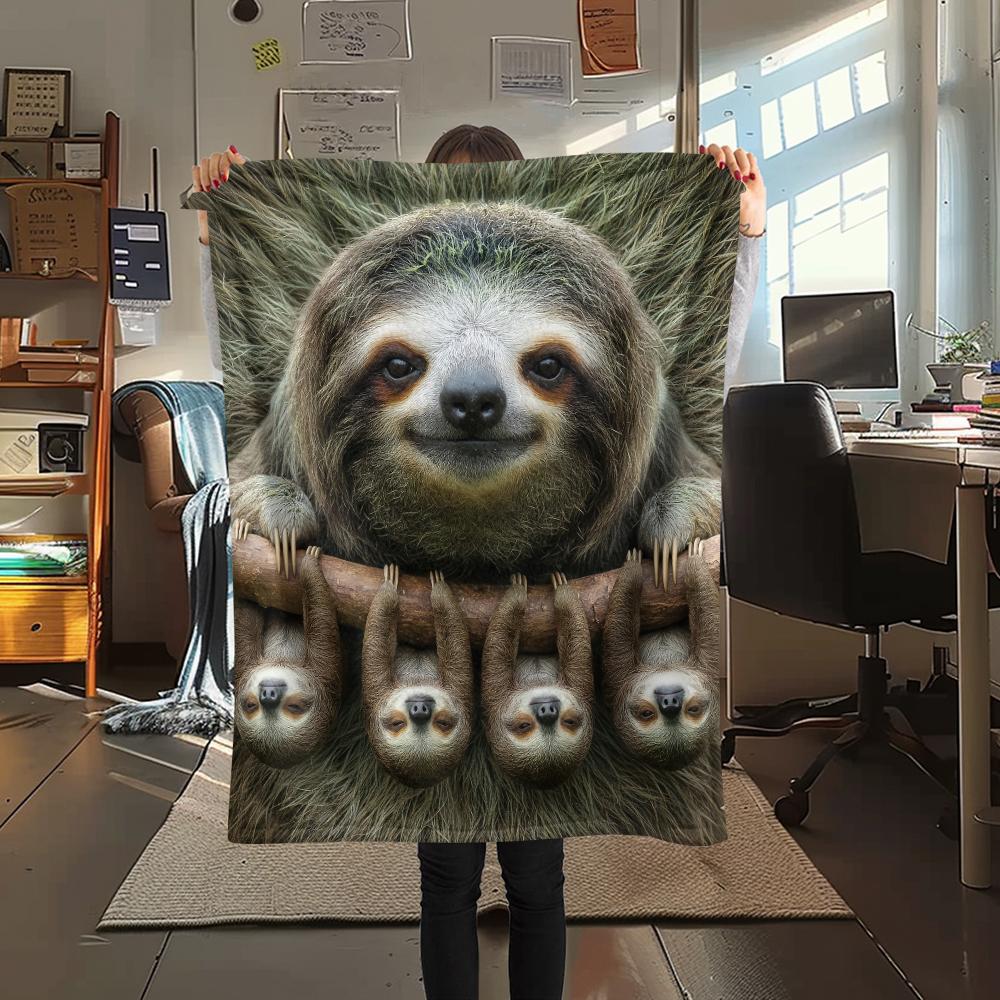 

1Pc Raccoons and Sloth Print Flannel Blanket, High quality Comfortable for All Seasons, Home Decor, Warmth and Comfort, Perfect for Gifts 80cm x 120cm