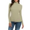 Women's Fashion Slim-Fit Stretch Base Layer Top Solid Colour Long-Sleeved Blouse