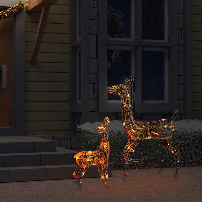 VidaXL Famille de Rennes de Décoration Rennes Lumineux Décoration de Noël Jardin Patio Arrière-cour Extérieur Intérieur 329792