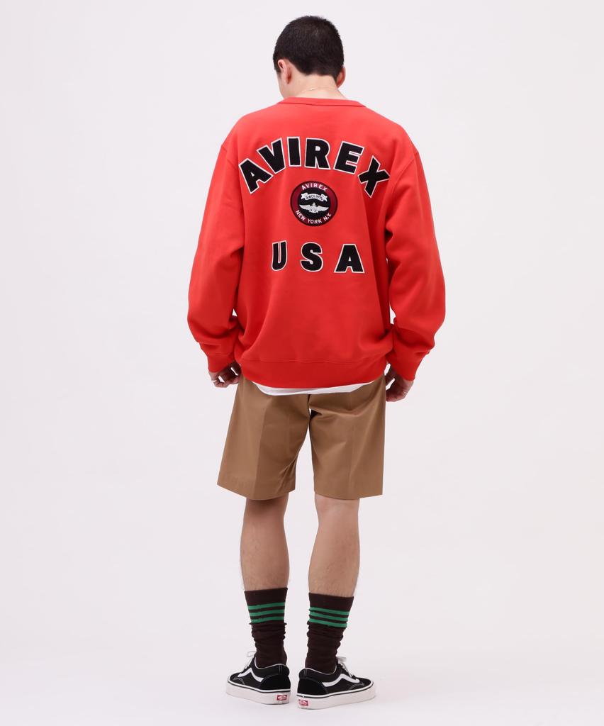 Avirex VARSITY LOGO CREW NECK SWEAT M 150 Orange 783-3932007 Men's