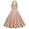 Retro Hepburn Polka Dot Halter Midi Dress - Black, High-Waisted, Backless, Sexy Wide-Hem