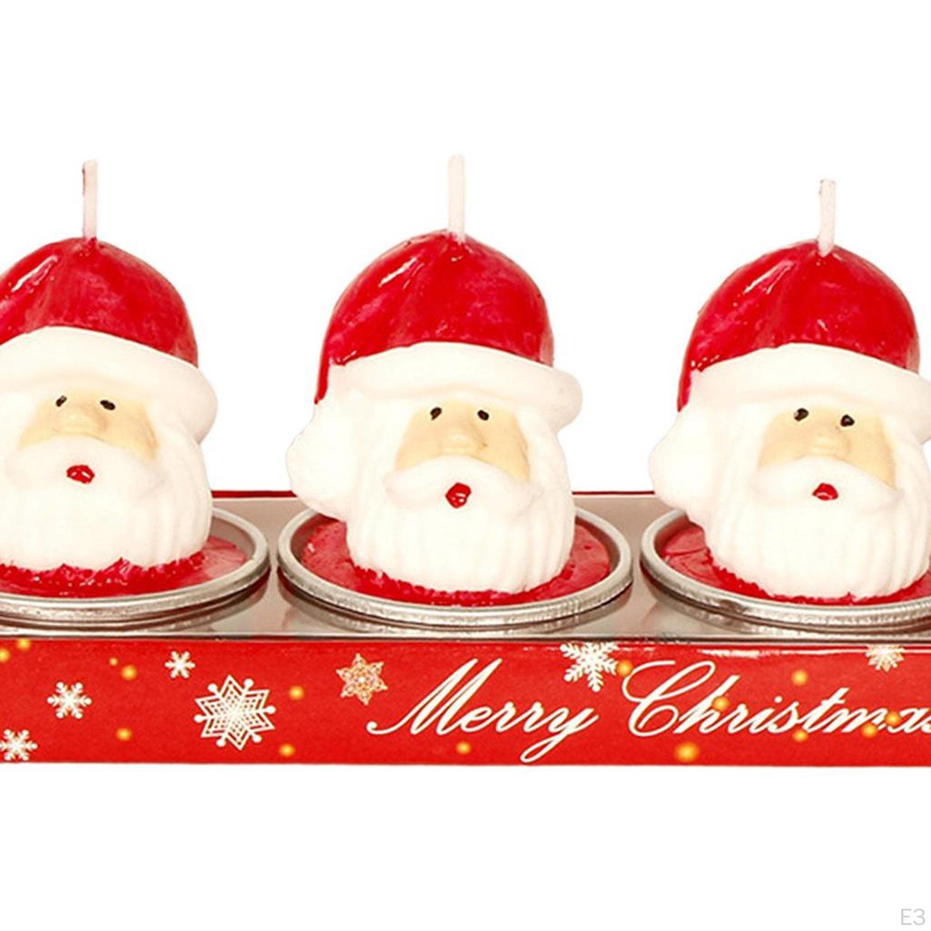 3Pcs Lovely Christmas Candle Set Decorative Tealight Ornament Portable for Home Decor Kids