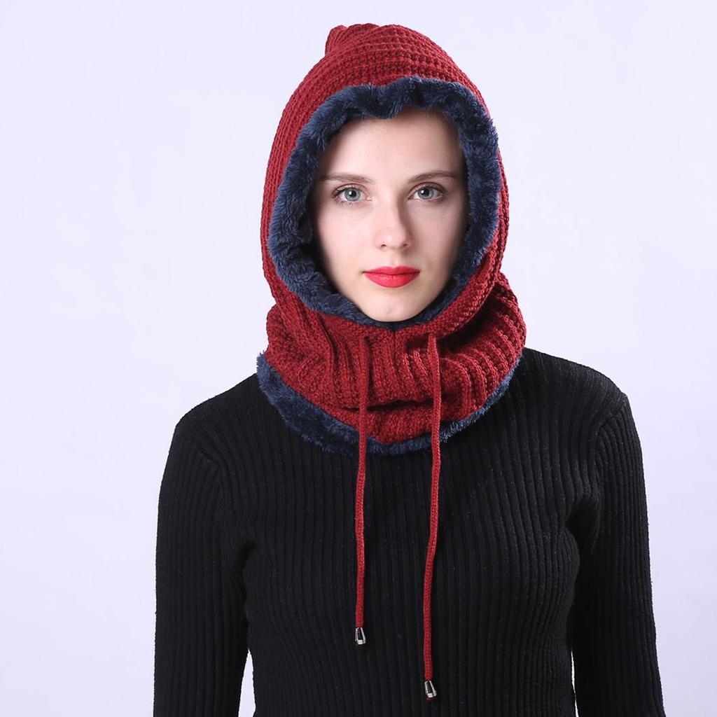 Women's Pullover Stripe One Piece Plush Thickened Riding Ear Protector Knitted Warm Hat
