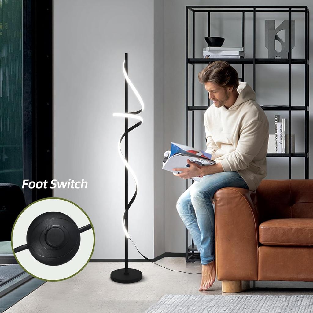 Moderne 48W LED Stehleuchte mit Fernbedienung, Dimmbare 60'' Stehleuchte in 3 Farben für Wohnzimmer & Schlafzimmer