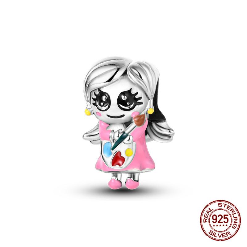 Fit Charms Fororiginal Bracelet Diy Pink Ponytail Little Girl Boycopper Jewelry Making For Women Giftnew