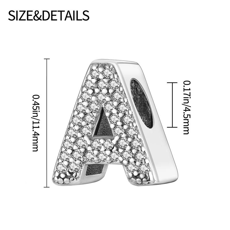 Classic 925 Silver 26 English Letters Charms Beads Sparkling Zircon Fit Qikaola 925 Bracelets DIY Jewelry Birthday Gift