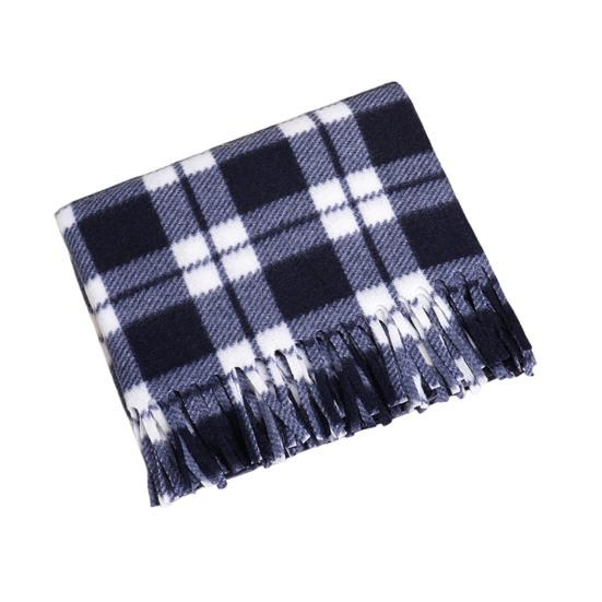 Double-Sided Velvet Scarf with Tassel Decoration Plaid Print Autumn Winter Warm Cashmere-like Scarf Fashion Accessory