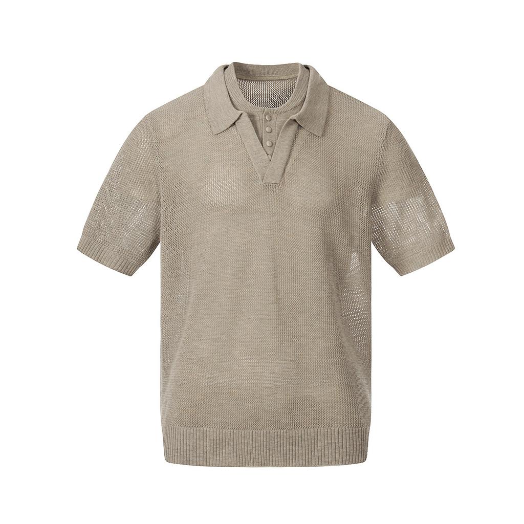 Summer Short-sleeved Polo Shirt Trendy Personalized Hollow T-shirt Men's Bottoming Shirt
