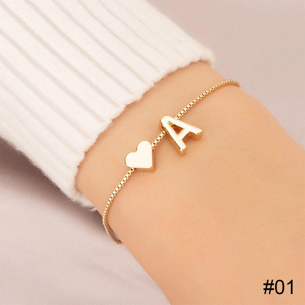 

Simple Fashion Love Letter Bracelet Retro Adjustable Alloy Letter Bracelet Women Hand Jewelry Accessory