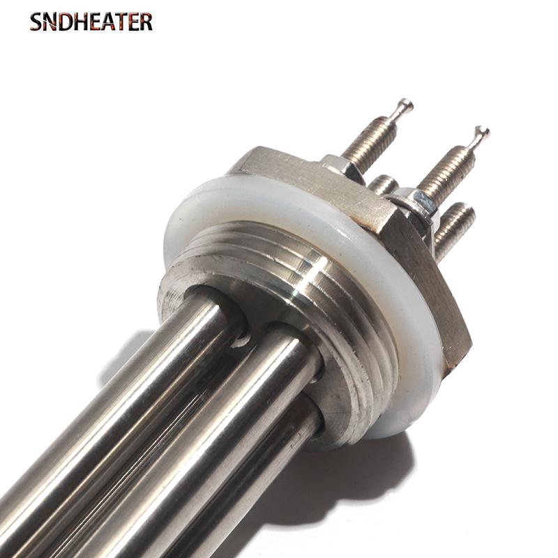 SNDHEATER 12V 24V 36V 48V Water Immersion Heater Low Voltage G1 1/4" DN25 1Inch Thread Induction Heating Tube 304SUS 300W-1.5KW