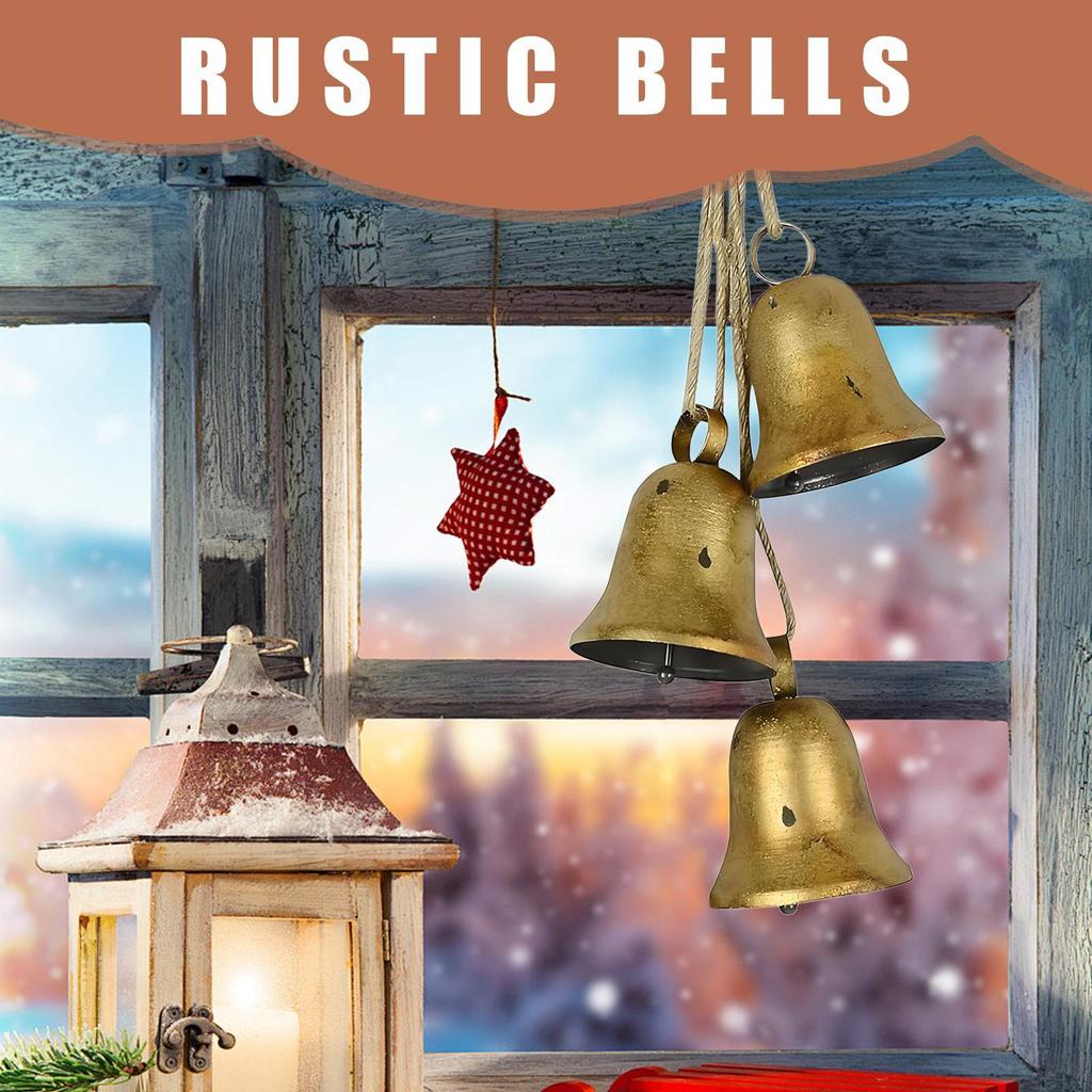 Christmas Bell Ornaments Party Decorations Rustic Holiday Decor Gold Vintage Christmas Bells Tree Ornaments For Outdoor Window