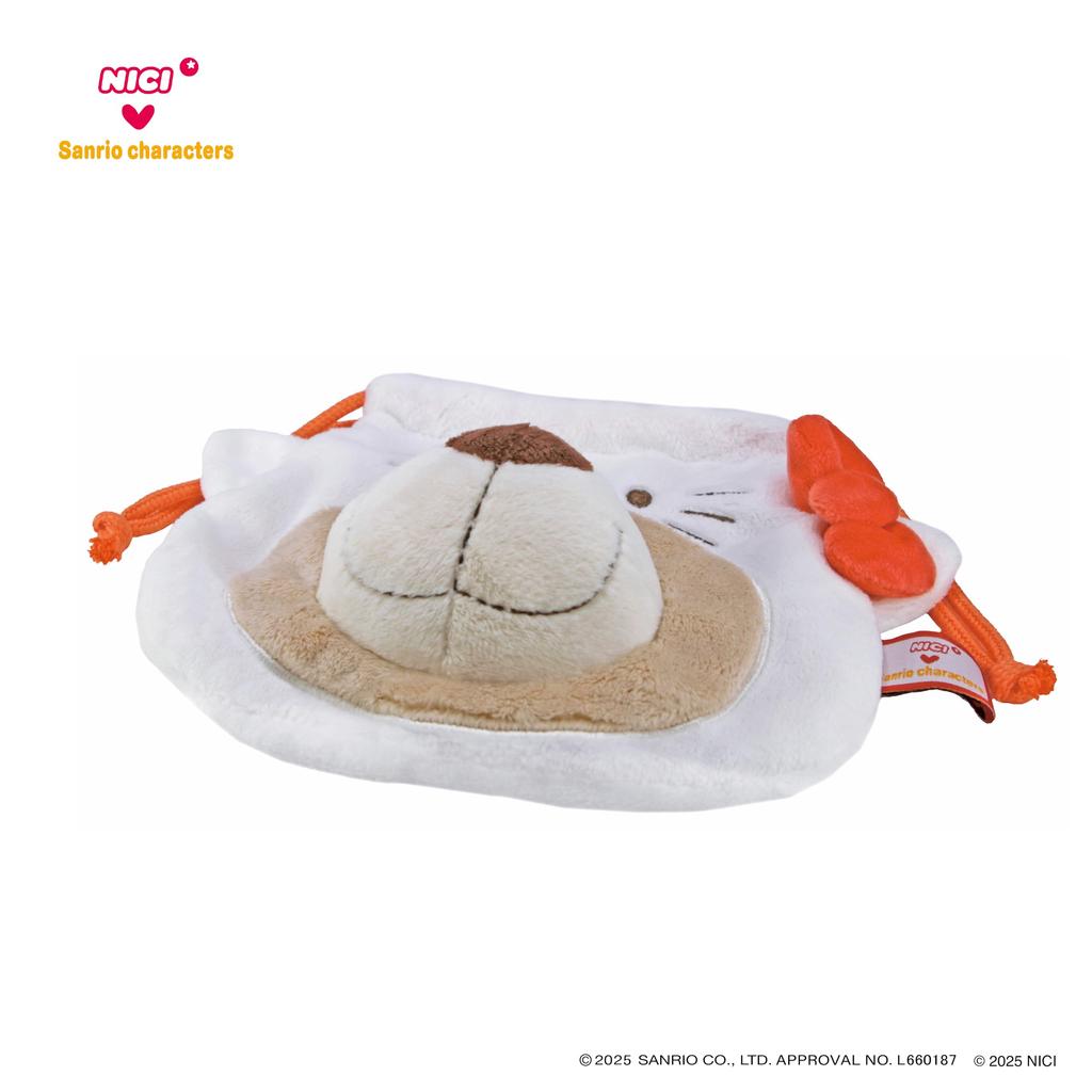 NICI x Sanrio Characters Figure Face Pouch Love Bear Brown x Hello Kitty