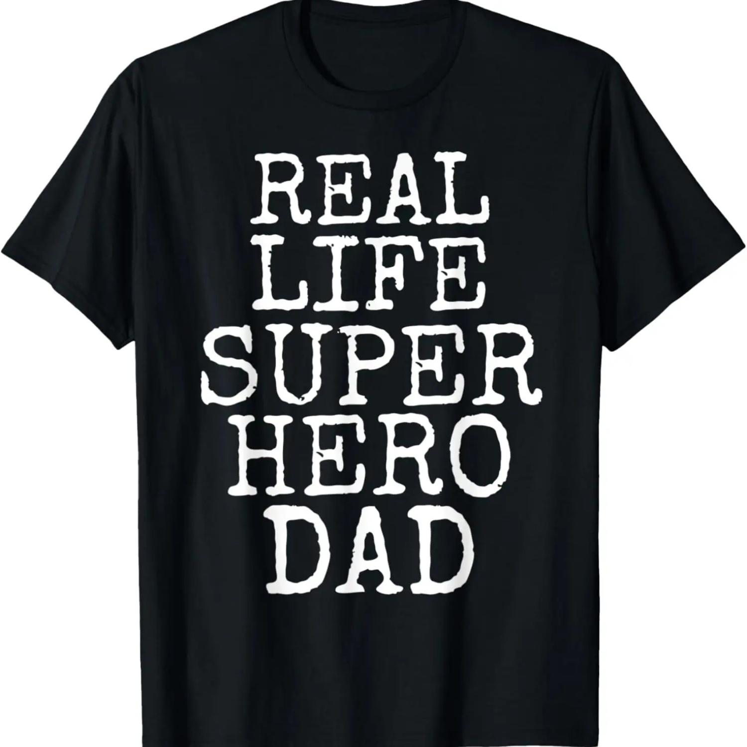 Mens Father s Day Gift for New Dads Retro Real Life Superhero Dad T-Shirt S чёрный