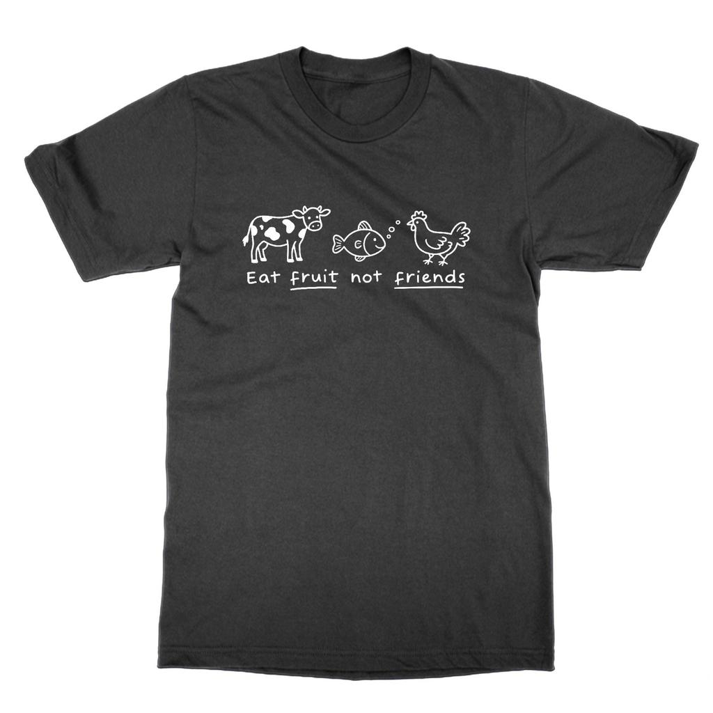 Eat Fruit Not Friends T-Shirt Top Funny Vegan Vegetarian Tee