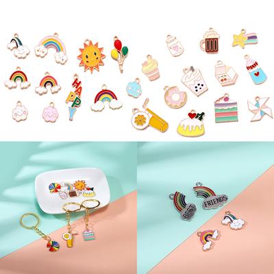4Pcs/Lot Cute Cartoon Printing Connectes For Earrings Necklace Pendant Crafts DIY Jewelry Making Accessories