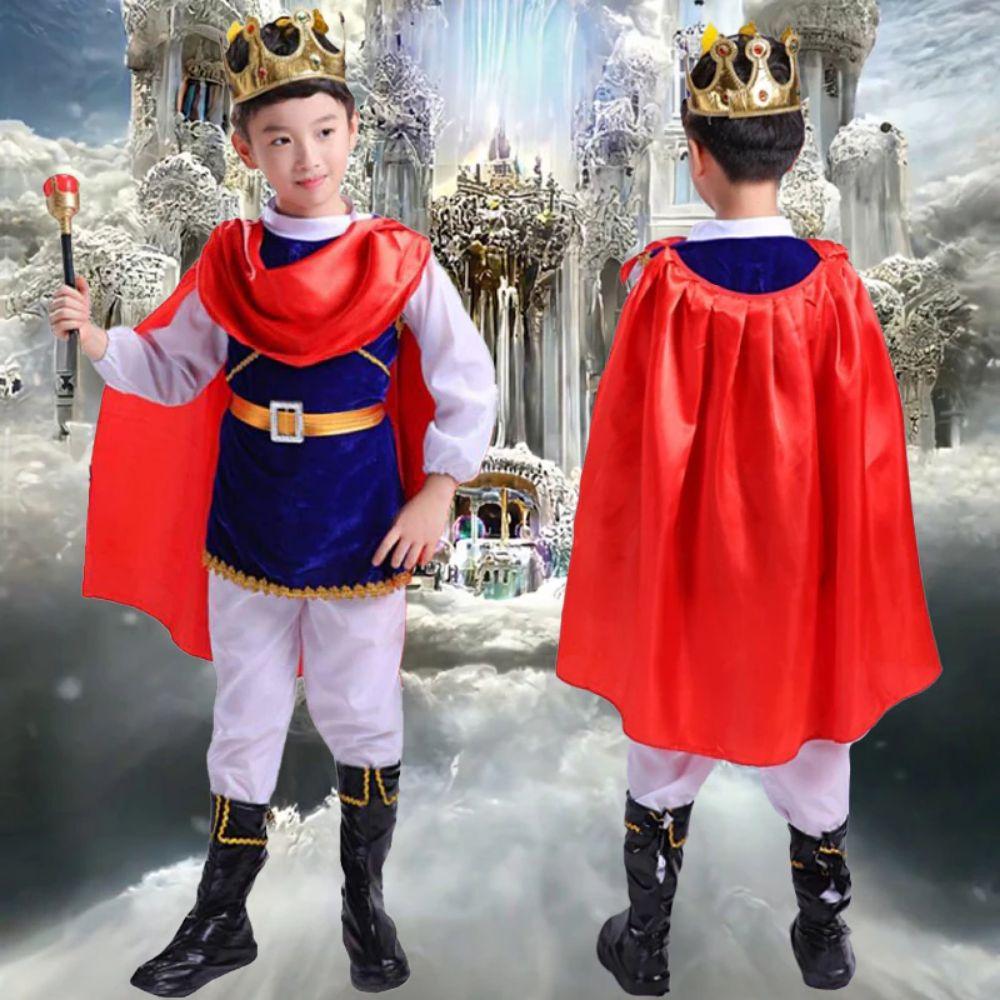 Role Playing Prince Cosplay Dress Suit King Prince Kid Crown Cane Party Costume  Children
