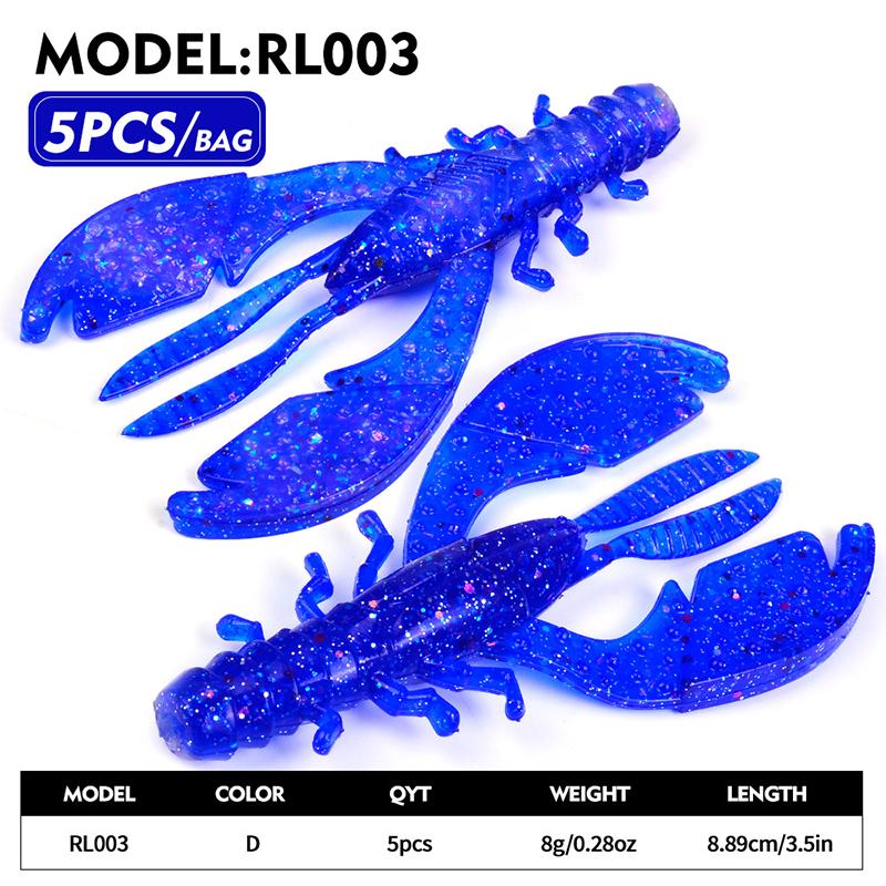 Realistic Silicone Crayfish Soft Bait 5PCS Biomimetic Whisker Shrimp Lure for Carp Fishing A4