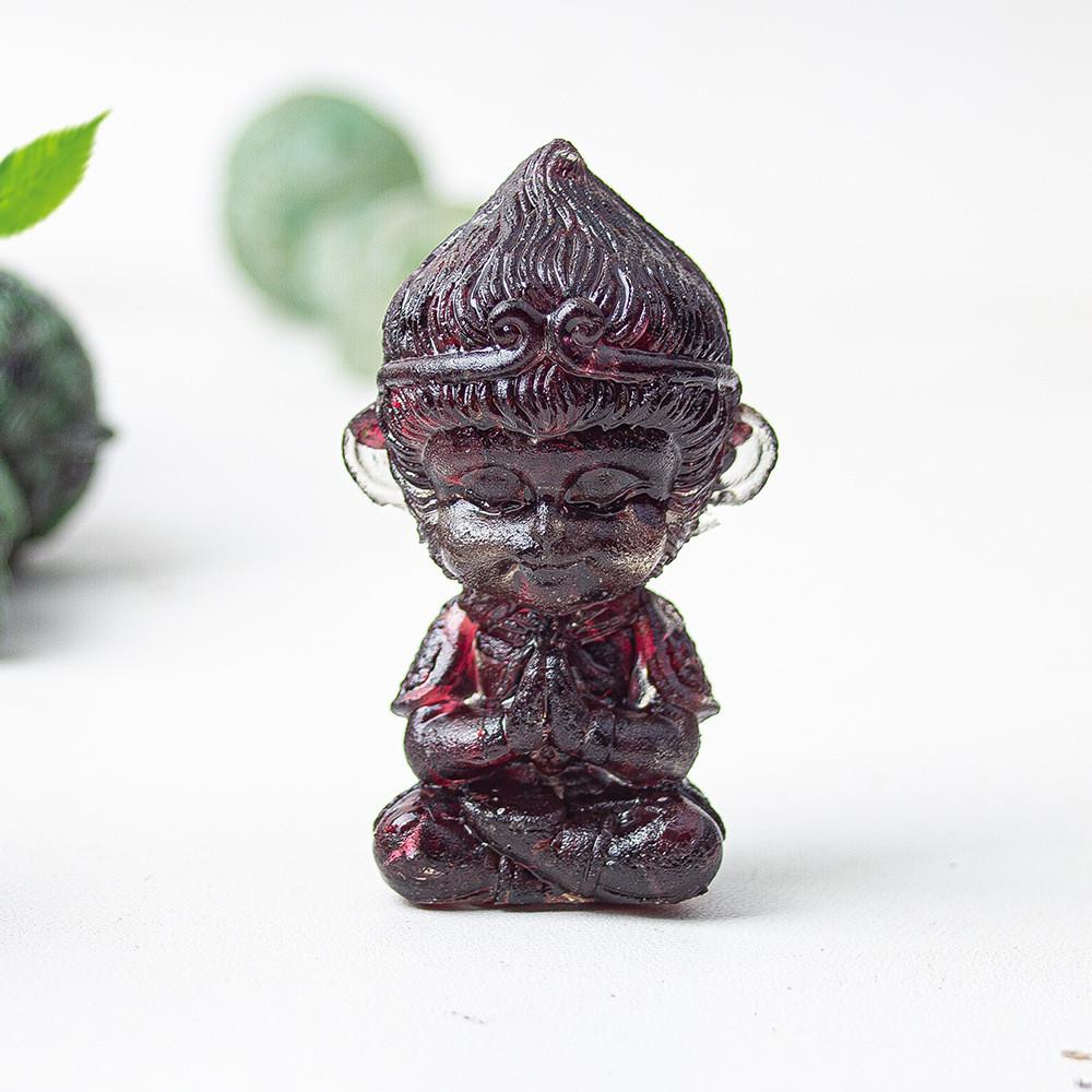 Tree Resin Craft Monkey King Statue With Natural Water Crystal For Home Decoration And Collectors
