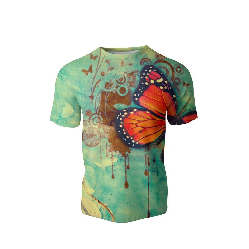 Damenmode Floral Kolibri-Print Fitness Kurzarm T-Shirt Top