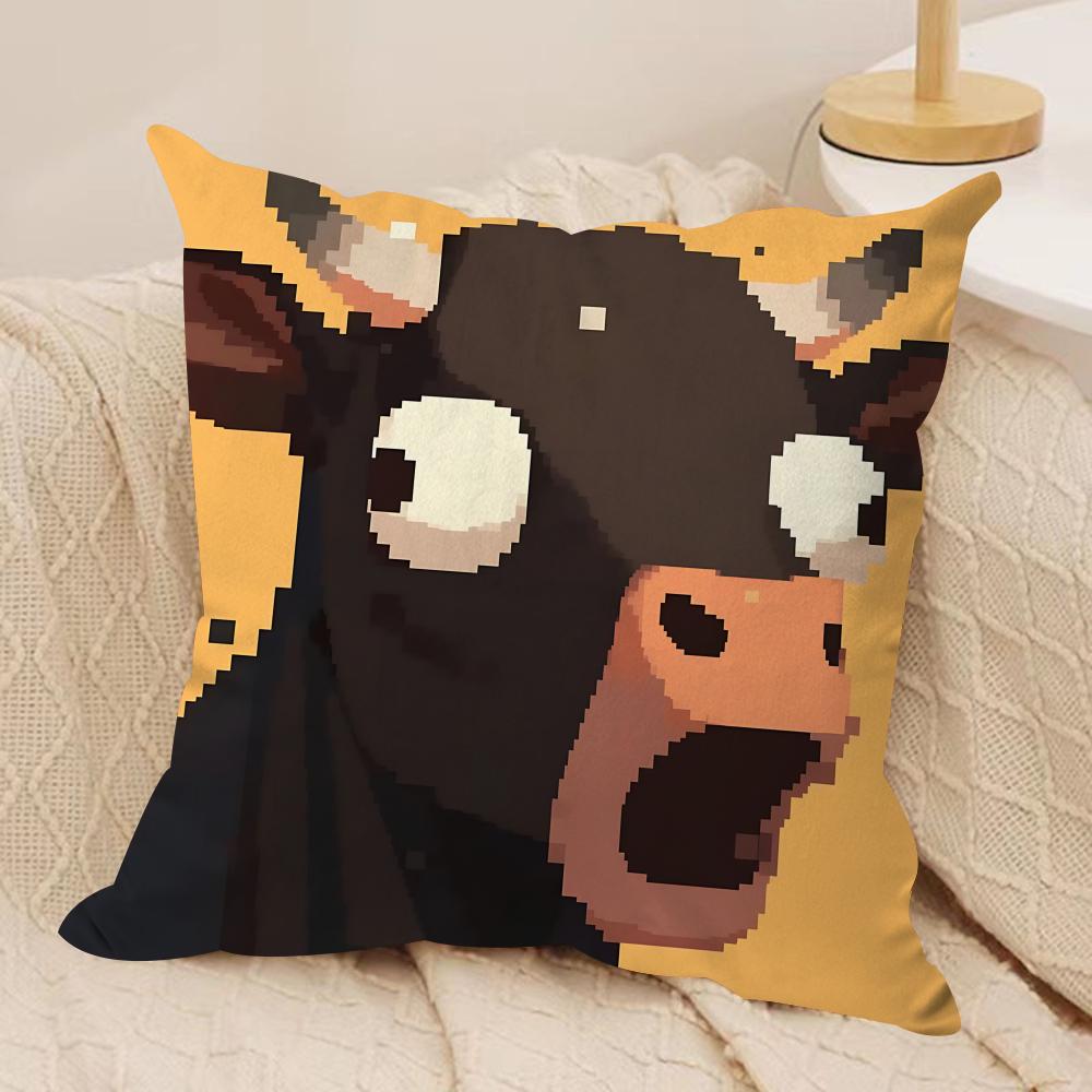 Funny Pixel Animals Cute Cushion Cover Silky Short Plush Invisible Zipper Dustproof Sofa Pillow Case For Home Decor