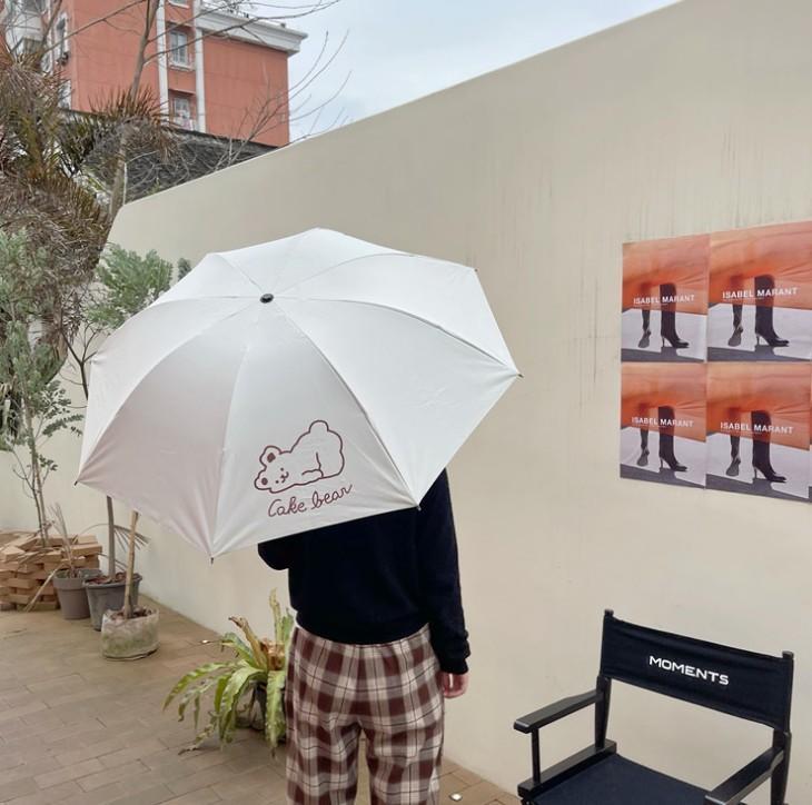 

Прозрачный зонтик с милым коричневым медведем для девочек, цветной зонтик для щенка, портативный тройной складной зонт