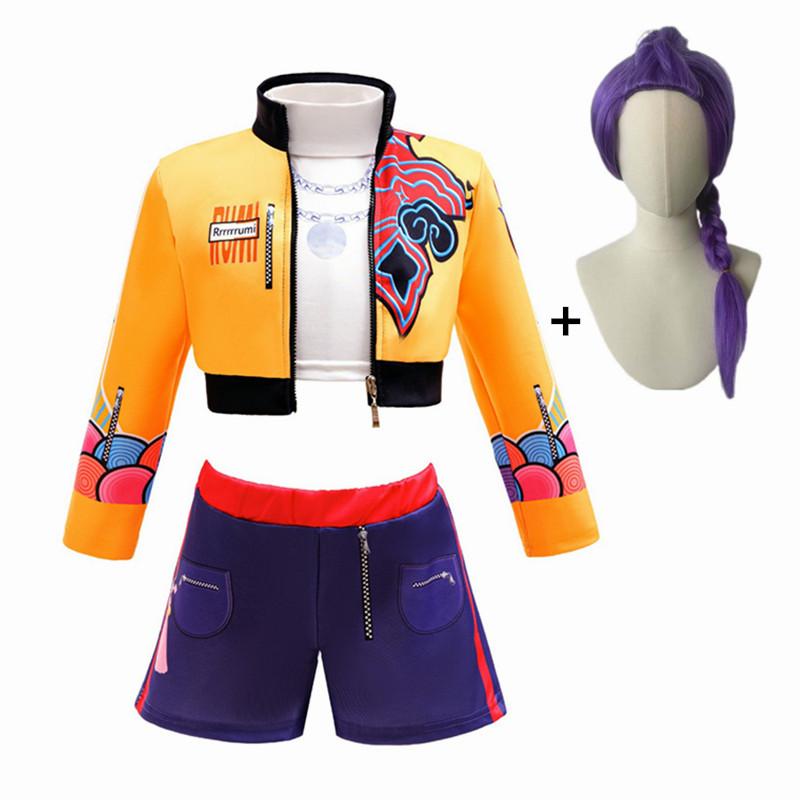 Rumi Cosplay Kostuum Pruik Tas Kinderen Meisjes Halloween Carnaval Comic-con Feest Rollenspel Outfits 150cm