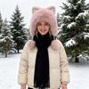 Winter Hat Faux Fur Ear Protective Cap Fox Ear Decor Soft Plush Lined Windproof Warm Winter Headwear