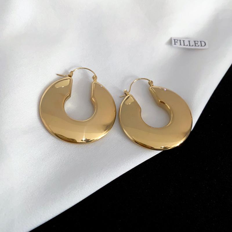 

Titanium steel European and American exaggerated geometric ear buckle fashionable simple versatile earrings niche new stainless steel earrings women