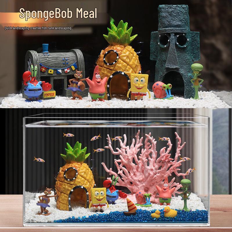 Ananas Huis Aquarium Decoratieset – Thema Figuurtjes en Decoraties van SpongeBob