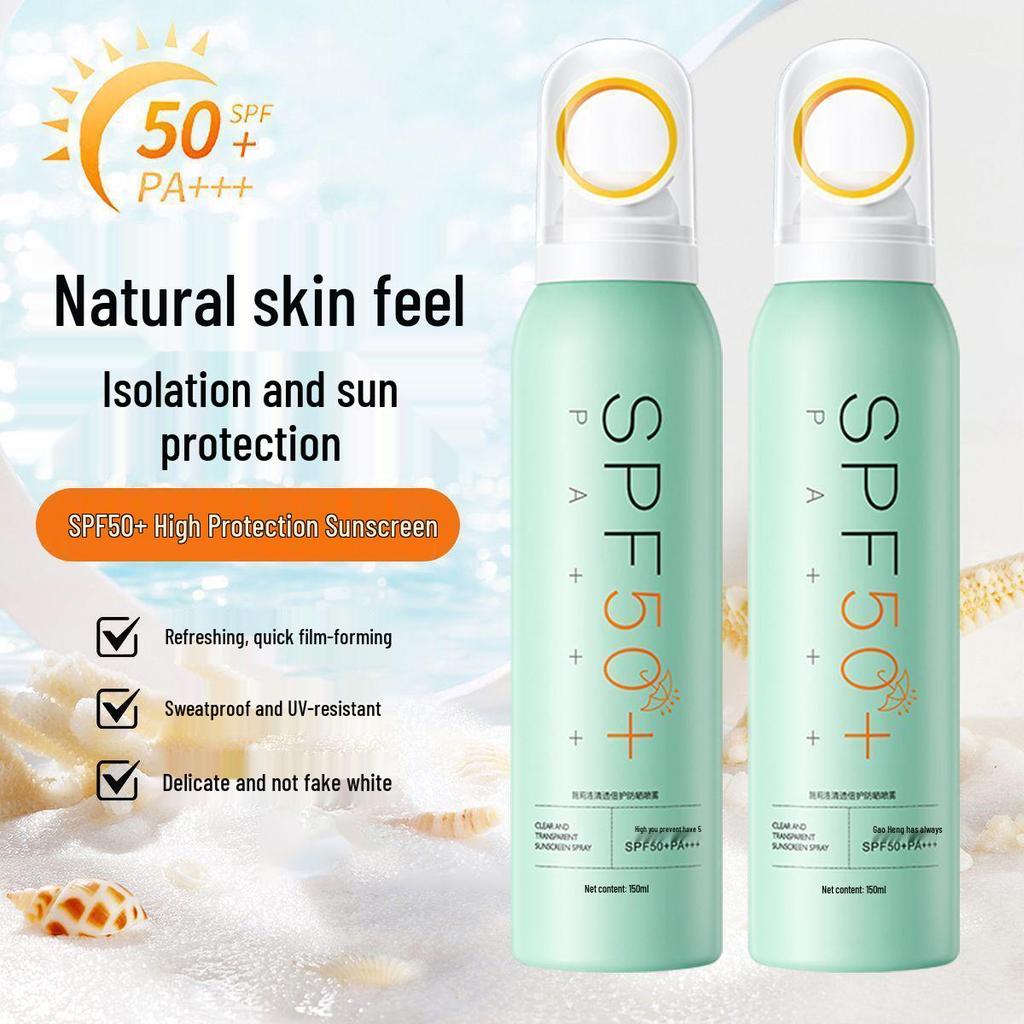 Clear SPF50+ PA+++ Sunscreen Spray: Non-Whitening UV Protection for Men & Women (Spring/Summer)