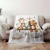 Flannel Animal Print Blanket - Giraffe, Elephant, and Teddy Bear Pattern Blanket, Soft and Lightweight Bedding40x60
