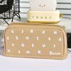 Durable Letter Print Pencil Case Large Capacity Standing Pencil Pouch Multi-Functional Pen Bag Students