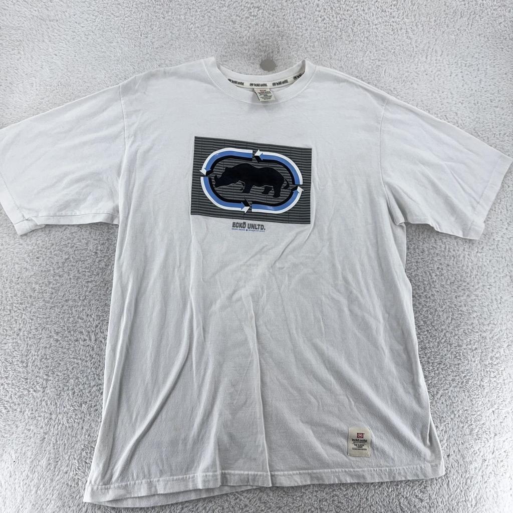 Ecko Unltd Hemd Herren 2XL White Rhino Grafik Hip Hop Streetwear Klassisches T-Shirt